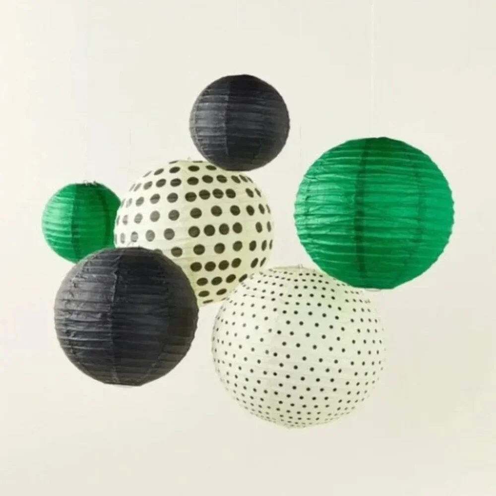 NWT 6pc Polka Dot Novelty Lantern Set Black/Cream/Green - kate spade new york